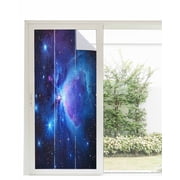 Window Privacy Film Starry Sky Stained Glass Window Film Decorative Sun Block Window Cover Modern Minimalism Night Star Scenery Art Window Clings Static Adhesive Sticker for Bathroom 35.4"x78.7"
