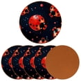 thumbnail image 2 of Seven Starred Ladybird Round Microfiber Leather Coasters, Set of 6, 11x11 cm/4.3x4.3 in, Drink Coasters for Home and Office, Cup Mats, 2 of 6