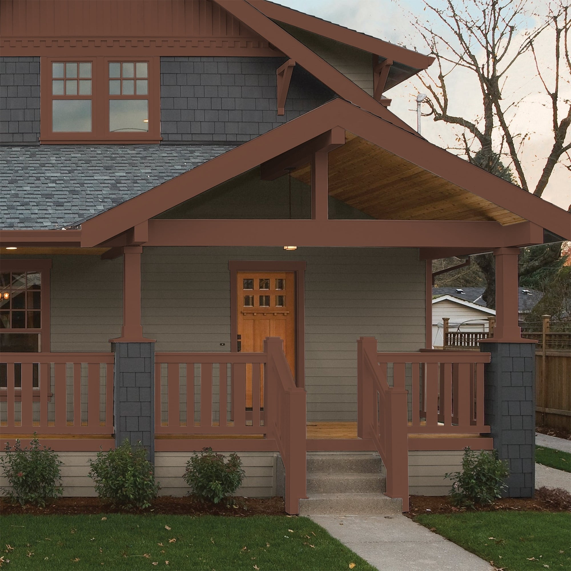 Glidden One Coat Bird House Brown / Brown Semi-Gloss Exterior Paint with Primer, 1 Gallon