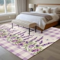 thumbnail image 4 of Non-Slip Rug Pad Rugs Farmhouse Lavender Butterfly Rectangle Area Rugs 5x7Ft Soft Carpet Pads for Living Room Kids Room, Vintage Purple Linen Buffalo Plaid, 4 of 9