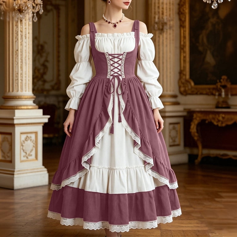 renaissance pink dress Ddapj pyju Women Corset Square Neck Off Shoulder Maxi Dresses Irish Ren Faire Dress Cosplay Party Halloween Costume XL, Women's Since I am a costume designer by trade my kids and grandkids are always asking me to make costumes for them Renaissance Queen Marie Antoinette Rococo