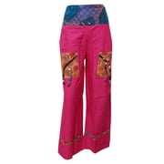 Mogul Women's Trousers High Waist Wide Leg Pink Palazzo Pants