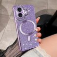 thumbnail image 6 of for iPhone 16 Bling Crystal Diamonds Rhinestone Bumper Cover, [Compatible with MagSafe] Glitter Sparkle Bling Luxury Shiny Cute TPU Cover Case for 16 KZ-Purple, 6 of 12