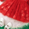 thumbnail image 7 of Mercatoo Toddler Baby Girls Christmas Dress Red 𝐑uffle Long Sleeve Letter Print Tulle Mesh Dress Fall Winter P𝐚rty Xmas Outfit, 7 of 7