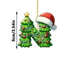 thumbnail image 3 of DAMAI 26 Letter Ornaments Christmas Tree Decoration,2025 Initial A to Z Christmas Letters Decoration, 2D Acrylic Green Xmas Tree Initials Ornament with Santa Hat Pendants for DIY Crafts Home Party, 3 of 4