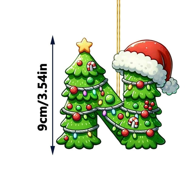Rapeiae 2D Acrylic Christmas Tree 26 Letter Pendant Decorative Gift Family Christmas Party Pendants
