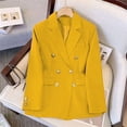 thumbnail image 6 of IUYRTFE Women's Casual Double Breasted Blazer Jacket Long Sleeve Notched Lapel with Shoulder Pads, 6 of 7