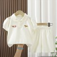 thumbnail image 2 of KPOPLK Summer Toddler Baby Girl Outfits Set Girls Short Sleeve Collar Embroidery Tee T-Shirt and Casual Shorts Clothes 1t 2t 3t 4t 5t 6t(8-9 Years,White), 2 of 8