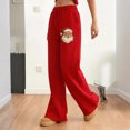 thumbnail image 5 of Women's Fashion Christmas Loose Drawstring Waist Solid Color Casual Sweatpants, Comfortable Pants for Sports and Everyday Wear, Soft Material,Wine,S, 5 of 5