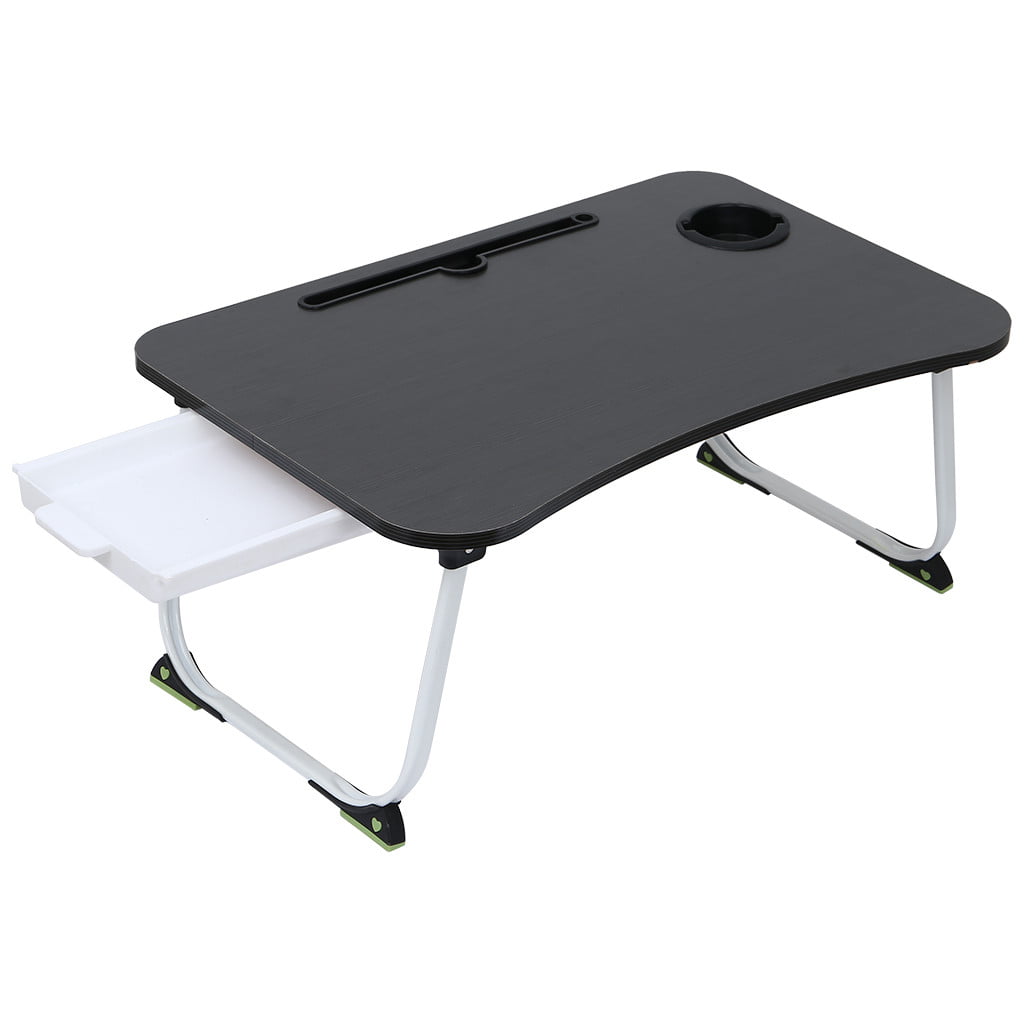 Black 626 Laptop Desk Stand Foldable Portable Bed Tray Multifunction Lazy Lap Table Tablet with Cup Slot & Storage Drawer for Kids Studying Reading Watching Movie on Bed Couch Fast US Shippment 