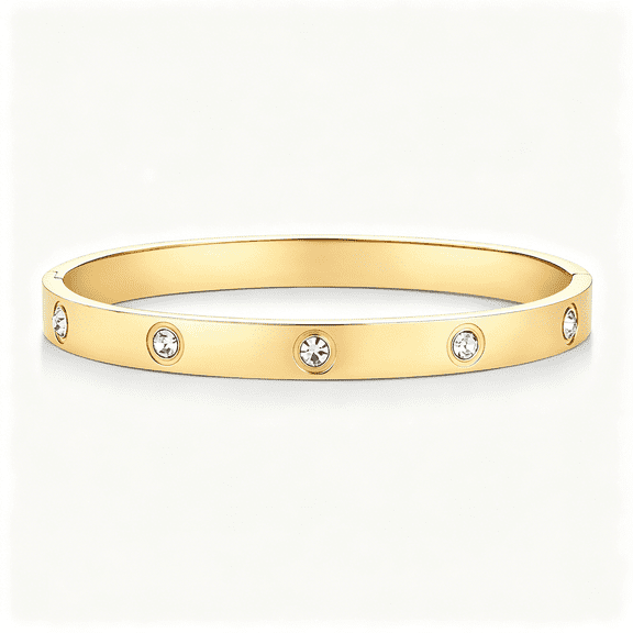 DESIGNICE Waterproof Bracelet for Women-14K Gold Plated Bangle with Cubic Zirconia-Stainless Steel Hinge Bracelet Jewelry Gifts