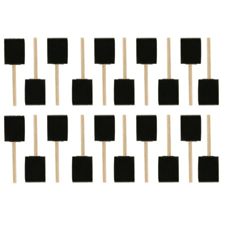 Black Bristle Paint Brush (US Art Supply 2 inch Foam Sponge Wood Handle Paint Brush Set (Value Pack of 20) - Lightweight,)