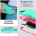 thumbnail image 6 of For iPhone 16 Case With Screen Protector(2pcs) Military Grade Dual Layer Shockproof Phone Case Build With Kickstand Dustproof Drop Proof Protective Cover for iPhone 16 6.3"(Light Blue/Pink), 6 of 8