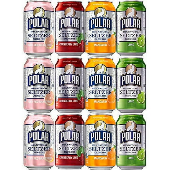 Polar Seltzer Variety Special, Cranberry Lime, Mandarin, Ruby Red Grapefruit, Lime Flavor, 12 oz Can (3 x 4 Flavors, Total of 12 Cans