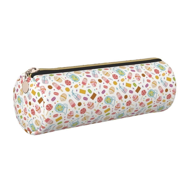 Disketp Dessert Estuche Organizador de Lápices de Cuero, Estuche de Oficina con Cremallera para Bolígrafo y Lápiz