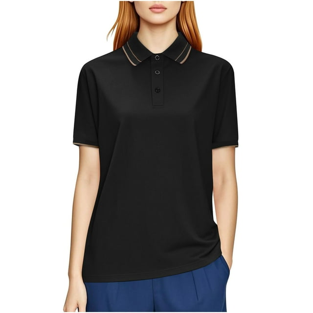 Lmnyox Athletic Golf Shirt for Women Collared Quick Dry Button Shirts Short Sleeve Summer Sport Tee Shirt
