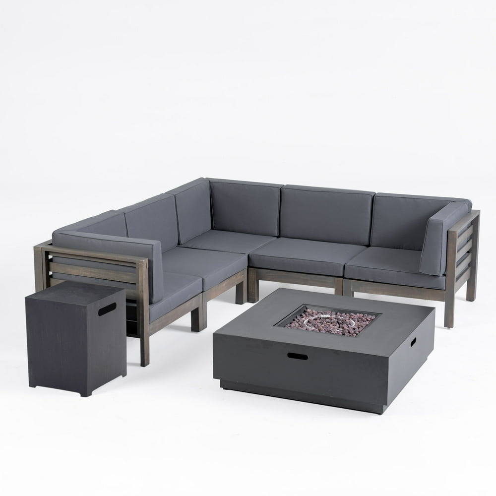 Annabelle Outdoor VShaped Sectional Sofa Set with Fire
