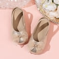 thumbnail image 6 of Girls Mary Jane Dress Shoes Bow Ballet Flats Round Toe Shoes Non-Slip Sole Flower Girl Wedding Party Shoes for Toddler and Little Girls Daily Wear Gold 27, 6 of 9