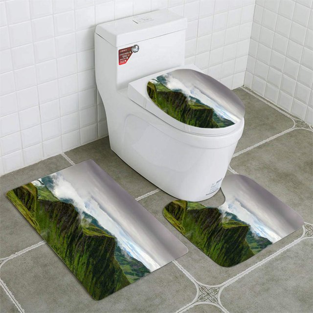 ABPHQTO Exuberantes crestas verdes Alpes Carnic Friuli Venezia Giulia Italia Juego de alfombras de baño de 3 piezas Alfombra de baño Alfombra de contorno y tapa de inodoro ABPHQTO Cont-CHAPPLE-13365