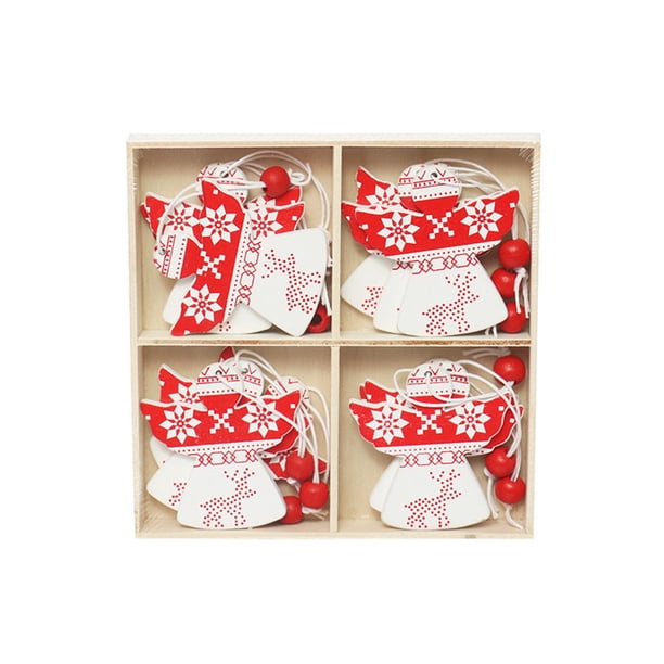 Árbol De Navidad Colgante Decoraciones Colgantes De Madera Árbol De Navidad Conjunto De Decoración Suministros Para Manualidades De Navidad 12 Uds Eigraketly HA041401-01