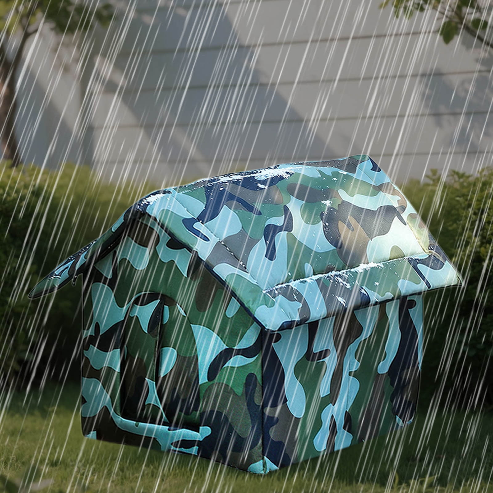 Outdoor Cat House Weatherproof Waterproof Oxford Cloth Shelter with Removable Zippered Cushion Portable Winterproof Cat Cave for Outdoor Cats and Small Pets Protection