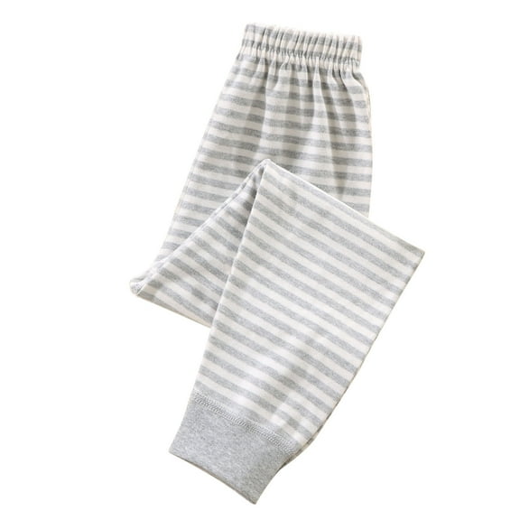 LYEAA Elastic Waist Leggings Thermal Striped Cuffed Ankle Solid Color Childrens Long Leggings