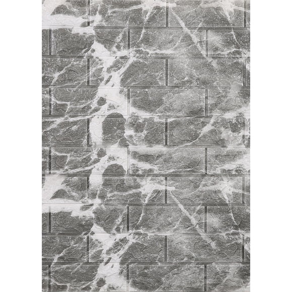 Dundee Deco's Grey, Off White Faux Marble Bricks 3D Wall Panel, Peel and Stick Wall Sticker, Self Adhesive Foam Wallpaper Wall Paneling Decor, 2.3ft X 2.5ft, 5.75 sq ft each