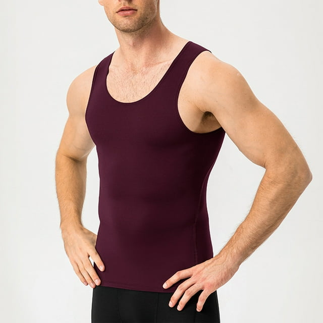 Camiseta de tirantes de cuello redondo para hombre, color liso, moderna, para ocio, fitness, deportiva, ajustada.