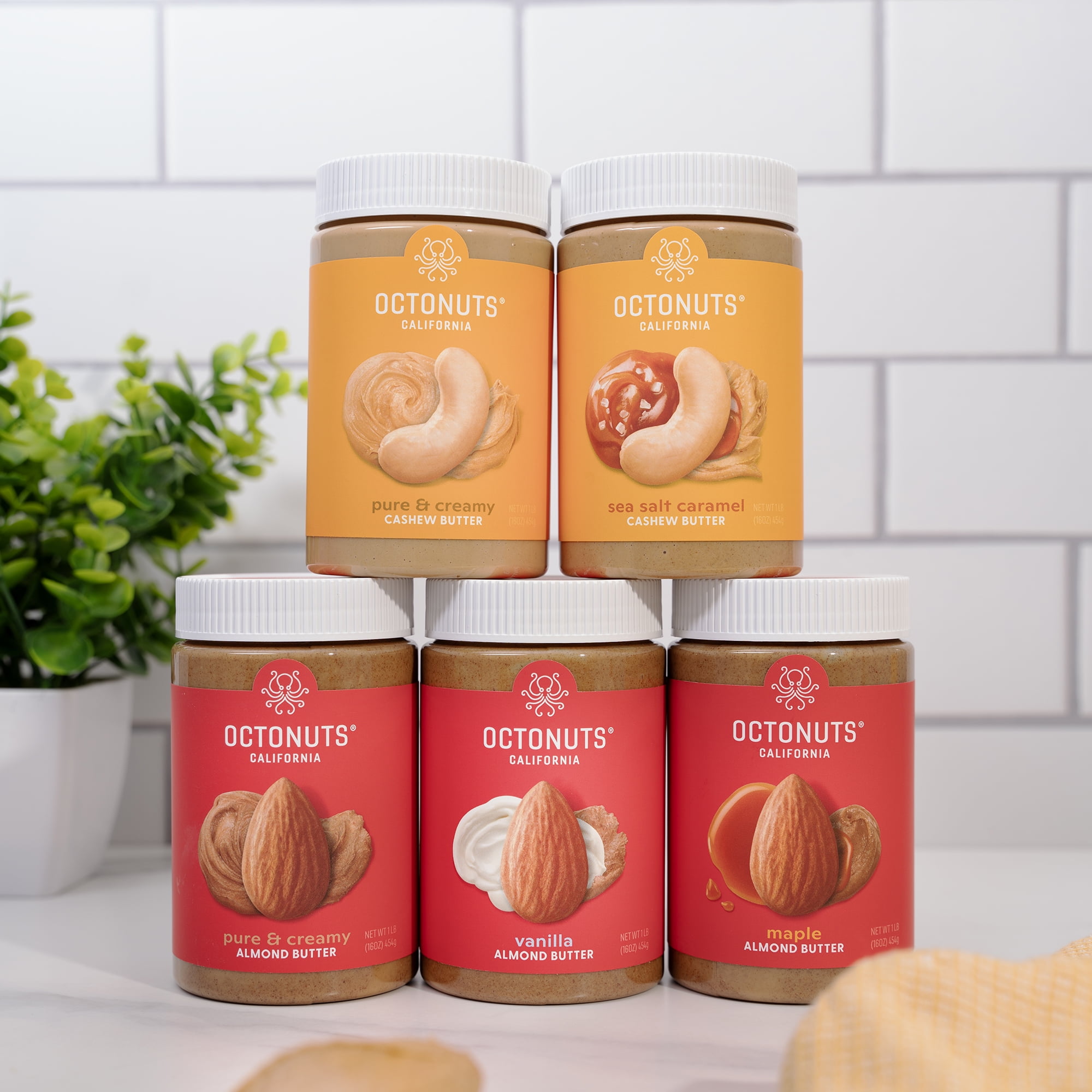 (2 pack) Octonuts Dry Roasted Sea Salt Caramel Cashew 16oz Nut Butter - Pure Creamy Nut Butter - Heart Healthy and Delicious - Gluten Free, Vegan, Kosher, Paleo, Non-GMO Nut Butters
