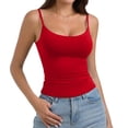 thumbnail image 6 of Women's Basic Double Lined Scoop Neck Tank with Adjustable Spaghetti Straps And Scoop Neck Summer Sleeveless Tops Red M, 6 of 6