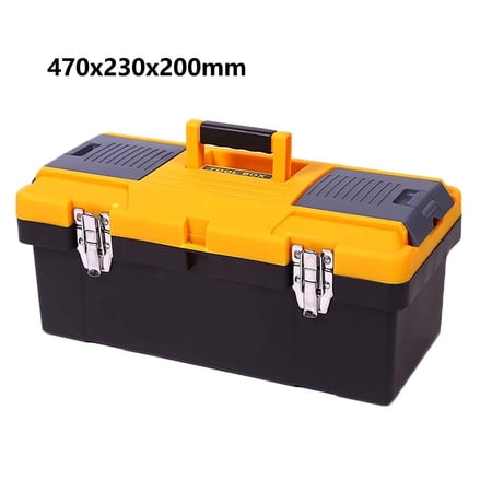 Two Level Plastic Toolbox Dual Compartment Design Wear Resistant Thickened Material Spacious Organizer Portable Storage For Car Home Repairs Multiple Sizes(large)