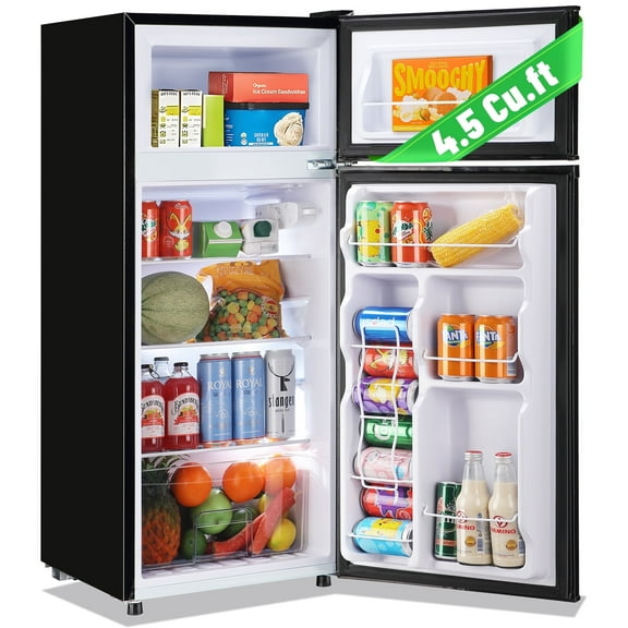 DEMULLER 4.5 Cu.ft Mini Refrigerator Double Door Mini Fridge Top Freezer for Office Apartment Silver