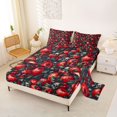 thumbnail image 2 of Castle Fairy Gothic Apple Skull King Sheets 4pcs,Fruit Berry Happy Halloween Bedding,Crimson Green Black,1 Fitted Sheet,1 Flat Sheet and 2 Pillowcases, 2 of 6