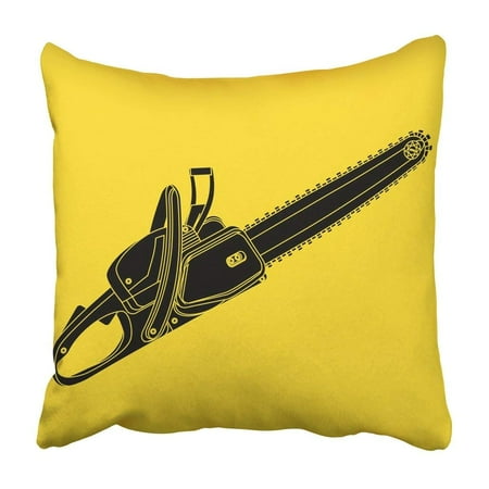 BPBOP White Blade Black Chainsaw Yellow Chain Cut Danger Equipment Flat Forest Gasoline Pillowcase Cover 16x16 inch