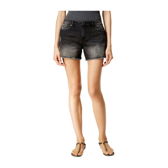 Calvin Klein Womens Destructed Weekend Casual Denim Shorts, Black, 28