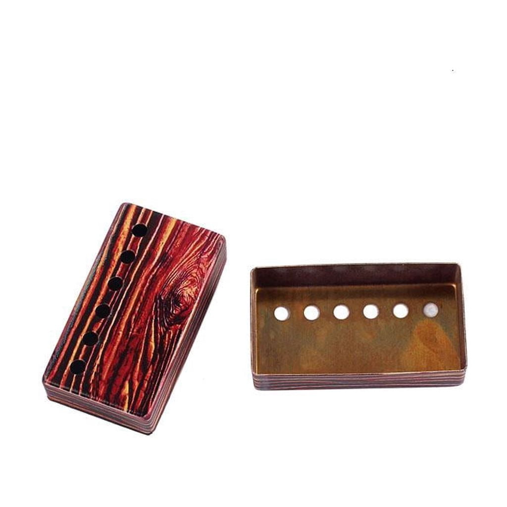 Yihuala 2Pcs/Set Colorful Red Wood Print Neck Bridge Humbucker Pickup Cover 50/52mm Rod Spacing for LP Electric Guitar Parts Accessories