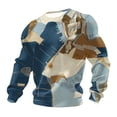 thumbnail image 3 of Ceisia Men's All-Season Casual Regular Fit Crew Neck Sweatshirt Vintage Blue Brown Patchwork Print Waffle Knit Stretch Fabric Multicolor L Gifts, 3 of 3