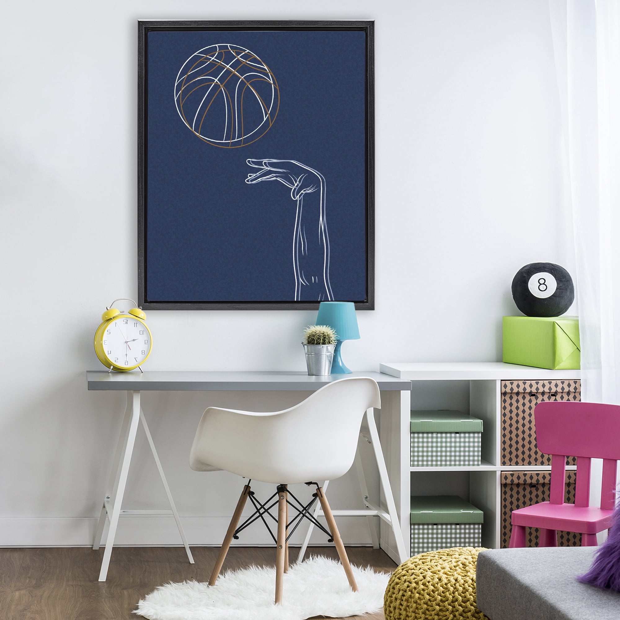 Stupell Industries Basketball Lines Contour Black Framed Floater Canvas Wall Art, design by Marcus Prime
