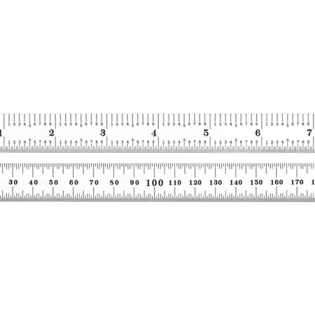 Full Flexible Steel Rule with Chrome Finish, Quick Reading, Millimeter and Inch Graduations - 19-1/2" Length, 34 Graduation Type, 0.5mm Thickness - C334-500