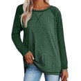 thumbnail image 1 of Chemises à Manches Longues pour Femmes Col Ras du Cou Raglan Casual Tunique en Coton en Vrac T-Shirt d'Automne, 1 of 4