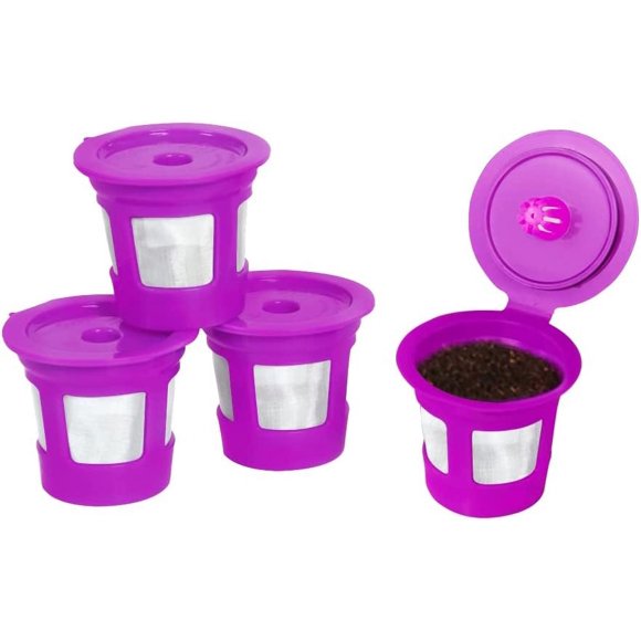 Reusable K Cup Pod Coffee Filter | Refillable Coffee Capsules with Built-in Integrated Mesh Filter for Keurig & Select Single-Cup Coffee Makers, 4-Pack