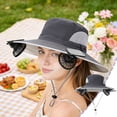 thumbnail image 2 of 3 Speed Solar Powered Fan Hat with 2 Fans, Wide Brim Sun Hat for Outdoor Fishing, Hiking Gardening, USB Solar Charging, Mother's Day Gift for Women Mom, Birthday Gift for Girlfriend, Dark Gray, 2 of 7