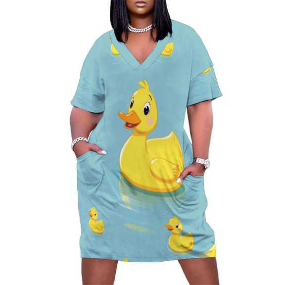 Rubber Duck Loose Pocket Dress Dresses for Special Events Women"s Dress Women"s Summer Long Dress Women Clothes