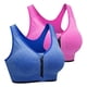 thumbnail image 1 of Sujetador deportivo con cremallera en la parte delantera, Top de entrenamiento con soporte en la espalda con tiras de alto impacto, 2 piezas, gris y morado, s, 1 of 5