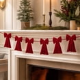 thumbnail image 4 of 2026 Velvet Bow Garland Bunting, Pre-Assembled Long Tail Bow String Banner, Christmas Indoor Hanging Decor for Fireplace, Wall, Window & Holiday Party, 4 of 6