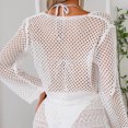 thumbnail image 7 of jobturf Swimsuit Coverup for Women Trendy Hollow Out Crochet Tops Beach Vacation Summer Shirts Cover Ups Tie Front Cardigan Swimwear, 7 of 7