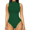 thumbnail image 2 of YOUI-GIFTS Mock Turtle Neck Sleeveless Long Sleeve Double Lined Bodysuit Tank Tops for Women, 2 of 5