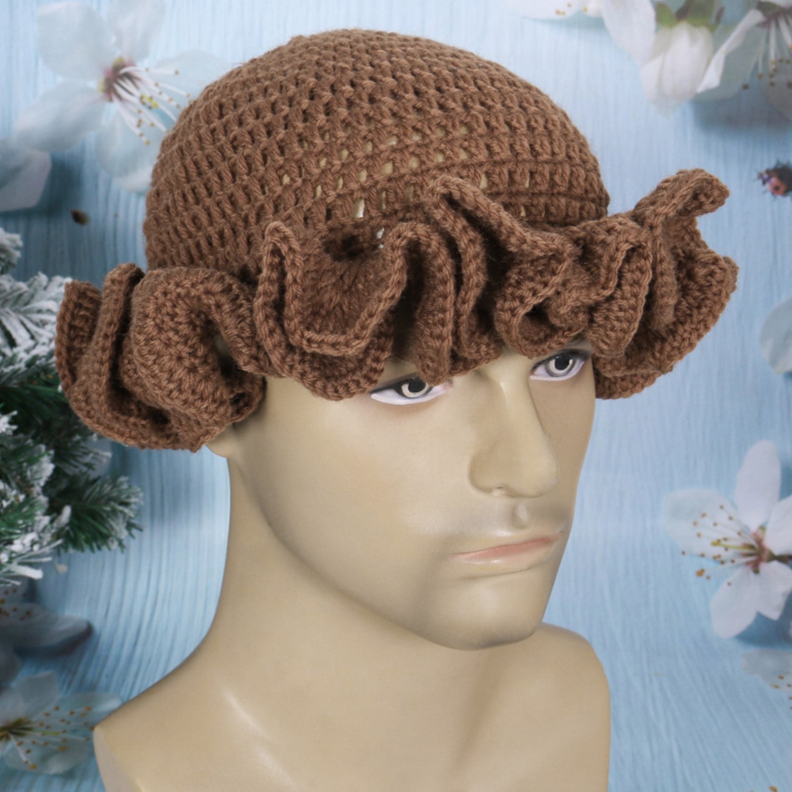 Huhudde Adult Crochet Bucket Hat Handmade Ruffled Brim  display picture 1