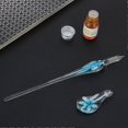 thumbnail image 4 of Retro Crystal Flower Glass Dip Pen Signature Ink Pen Fountain Pen with Ink Penholder Light Blue, 4 of 5