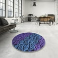 thumbnail image 4 of Ahgly Company Machine Washable Indoor Rectangle Transitional Blue Lotus Blue Area Rugs, 2' x 5', 4 of 7